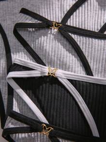 5件撞色滾邊條紋針織內褲 - 彩色 - 查看 5