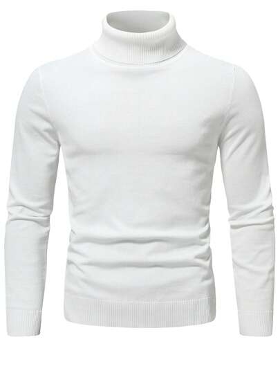 Manfinity Mode Men Solid Turtleneck Sweater, For Fall Winter