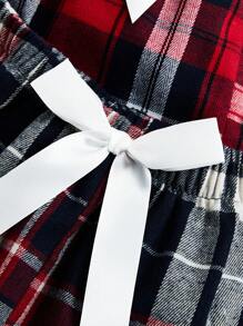SHEIN 3pcs Plaid Print Bow Front Pajama Sleep Shorts - Multicolor - View 3