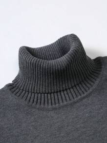 Manfinity Homme Men Solid Turtleneck Jumper - Grey - View 4