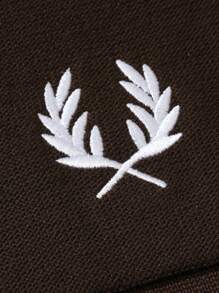 Aesthetic Post 男士植物刺繡拼接邊毛衣背心 - 咖啡棕 - 查看 4