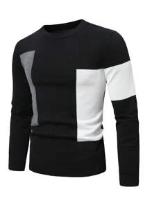 Manfinity Mode Men Colour Block Jumper - Black - View 1