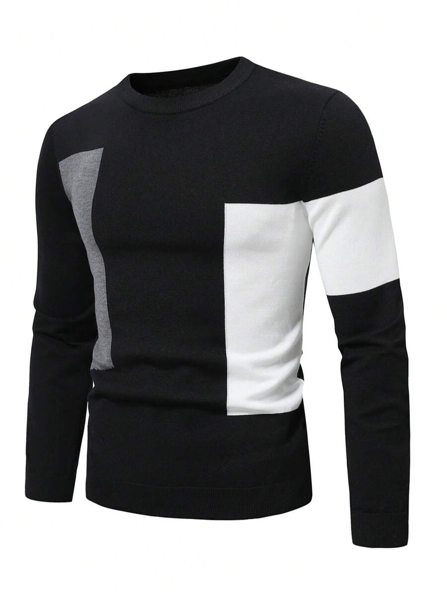 Manfinity Mode Men Colour Block Jumper - Black - View 1