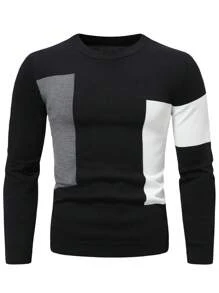 Manfinity Mode Men Colour Block Jumper - Black - View 3