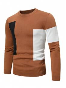 Manfinity Homme Men Color Block Sweater - Brown - View 1