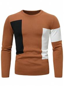 Manfinity Homme Men Color Block Sweater - Brown - View 3
