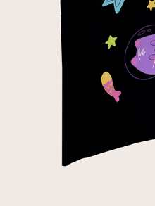 Carol Caju Small Shopper Bag Cute Star & Cartoon Cat Graphic For Shopping - Multicolor - View 3