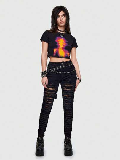 Dr Speakup Camiseta crop con estampado de figura
