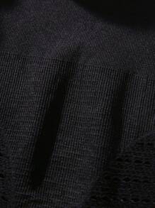 鏤空高腰平角褲 - 黑色 - 查看 4