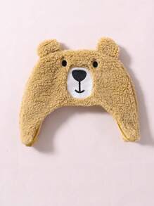 SHEIN Young Boy Casual Daily Commute Cute Stand Collar Zip-Up Fleece Jacket With Embroidered Hood And 1 Pair Of Gloves, Autumn/Winter - Mustard Yellow - View 3