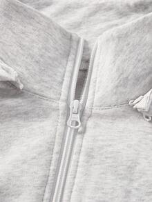 Lifespree Dây kéo Thả vai Dây rút Mùa vụ áo có mũ Jacket thể thao - Màu Xám nhạt - Xem 9