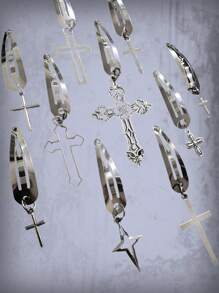 ROMWE Goth 随机 6 件十字架装饰发夹街头爪夹发夹发夹