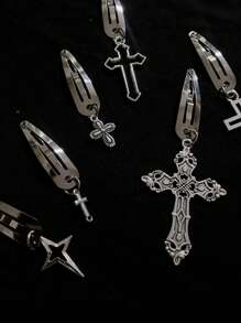 ROMWE Goth 随机 6 件十字架装饰发夹街头爪夹发夹发夹