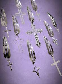 ROMWE Goth 随机 6 件十字架装饰发夹街头爪夹发夹发夹