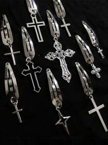 ROMWE Goth 随机 6 件十字架装饰发夹街头爪夹发夹发夹