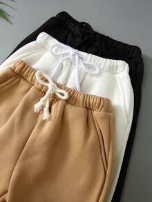 SHEIN 男小童3入組彈性針織運動褲帶彈性袖口,休閒校園風格 - 彩色 - 查看 8