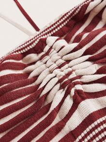 SHEIN EZwear Plus Striped Pattern Halter Knit Top - Multicolor - View 3