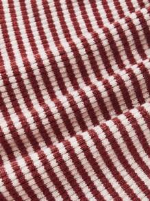 SHEIN EZwear Plus Striped Pattern Halter Knit Top - Multicolor - View 4