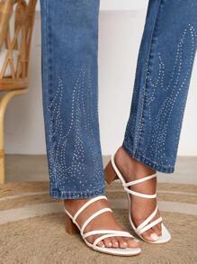 SHEIN LUNE Fire Pattern Straight Leg Jeans