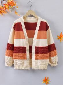 SHEIN Cô gái Tween Khối màu Thả vai Áo len Duster - Nhiều màu - Xem 1