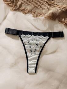 SHEIN Set de lencería con encaje floral vinculado con aro