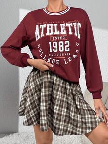 SHEIN Unity Đồ họa Chữ cái Áo nỉ & In kẻ sọc Váy - Nhiều màu - Xem 3