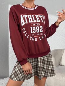 SHEIN Unity Đồ họa Chữ cái Áo nỉ & In kẻ sọc Váy - Nhiều màu - Xem 4