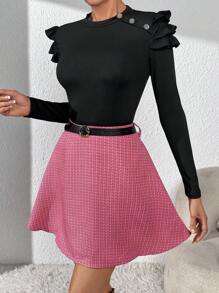 Viền Ruffle Áo thun & Thắt lưng Váy - Nhiều màu - Xem 3