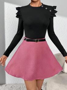 Viền Ruffle Áo thun & Thắt lưng Váy - Nhiều màu - Xem 4