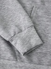 Manfinity Homme Men Letter Graphic Kangaroo Pocket Drawstring Hoodie - Light Grey - View 5