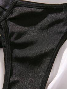 SHEIN Exotic-Bondage Cut Out Underwire Garter Lingerie Set - Black - View 9