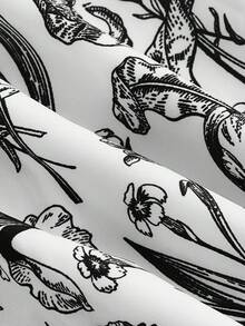 SHEIN MOD 大碼印花前繫帶吊帶連衣裙 - 黑與白 - 查看 4