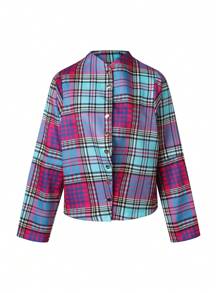 SHEIN Unity 格子呢圖案前紐扣外套 - 彩色 - 查看 3