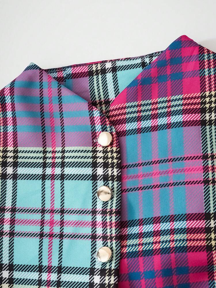 Tartan Print Button Front Coat
