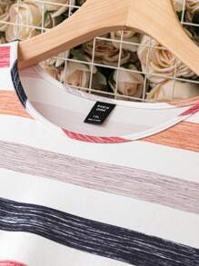 SHEIN LUNE 加大条纹印花连衣裙，女士夏季服装 - 彩色 - 查看 3