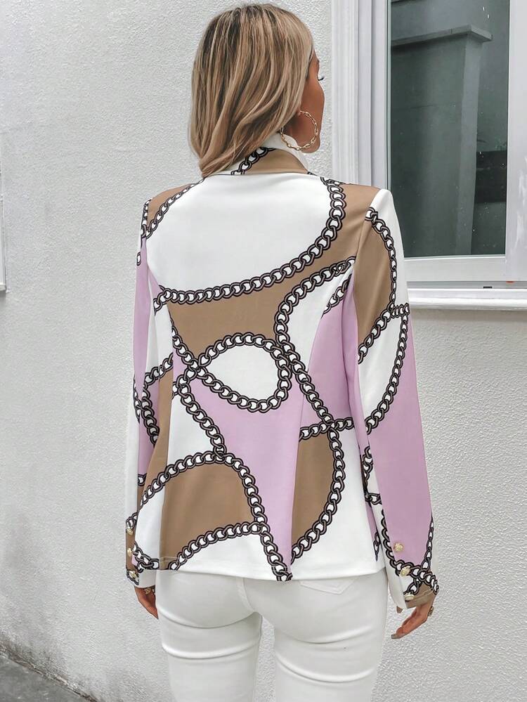 Chain Print Double Breasted Blazer