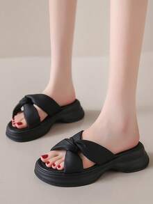 Hàng Mới Nền tảng Dày Đáy Dép xăng đan Đối với phụ nữ , Giải trí Thể thao bờ biển Giày dép Với Thêm Chiều cao Cho mùa hè - màu đen - Xem 3