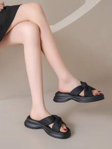 Hàng Mới Nền tảng Dày Đáy Dép xăng đan Đối với phụ nữ , Giải trí Thể thao bờ biển Giày dép Với Thêm Chiều cao Cho mùa hè - màu đen - Xem 6