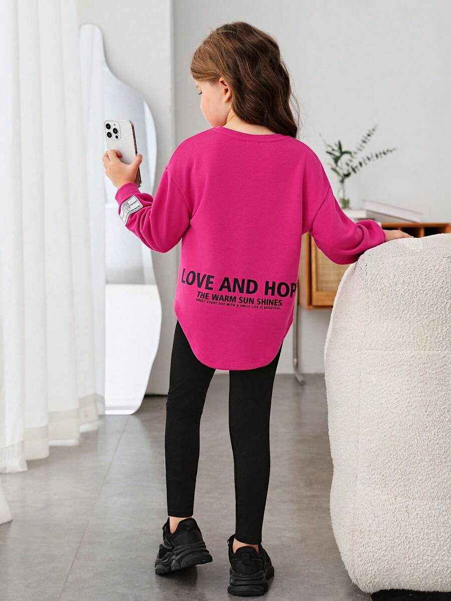 SHEIN Cô Gái Trẻ Đồ họa Khẩu hiệu Áo thun Thả vai & Xà cạp - Nhiều màu - Xem 1