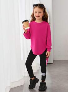 SHEIN Cô Gái Trẻ Đồ họa Khẩu hiệu Áo thun Thả vai & Xà cạp - Nhiều màu - Xem 7
