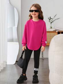 SHEIN Cô Gái Trẻ Đồ họa Khẩu hiệu Áo thun Thả vai & Xà cạp - Nhiều màu - Xem 6