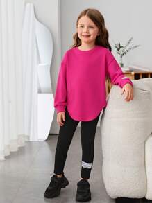 SHEIN Cô Gái Trẻ Đồ họa Khẩu hiệu Áo thun Thả vai & Xà cạp - Nhiều màu - Xem 4