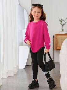 SHEIN Cô Gái Trẻ Đồ họa Khẩu hiệu Áo thun Thả vai & Xà cạp - Nhiều màu - Xem 8