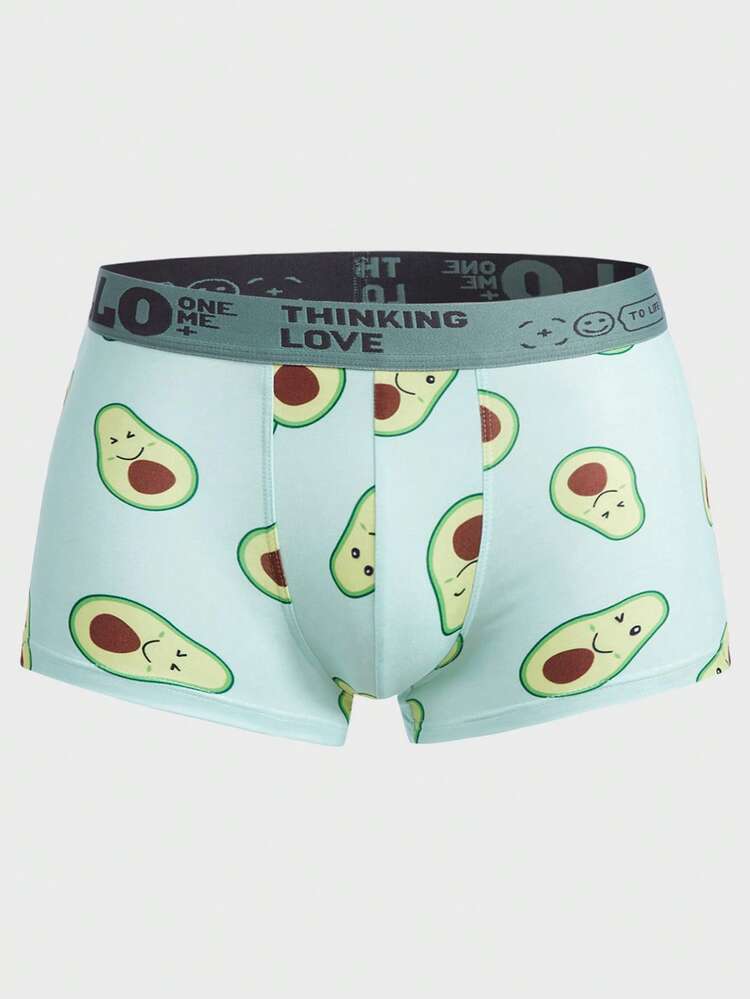 Men 7pcs Avocado Print Contrast Letter Tape Boxer Brief - Multicolor - View 15