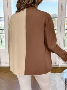 Calvaya Plus Two Tone Single Button Blazer - Multicolor - View 2
