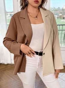 Calvaya Plus Two Tone Single Button Blazer - Multicolor - View 4