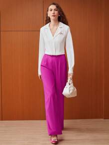 MOTF PREMIUM WIDE SUIT PANTS - Hot Pink - View 6