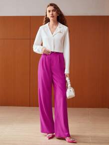 MOTF PREMIUM WIDE SUIT PANTS - Hot Pink - View 8