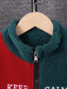 SHEIN 男大童1入組字母刺繡雙色搖粒絨夾克&1入組衛褲 - 彩色 - 查看 6