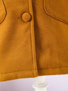 SHEIN Young Girl 1pc Floral Embroidery Button Front Overcoat - Rust Brown - View 6